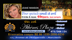 0 Remportez 5x2 dîners-spectacle - Jeane Manson (Athènes Plazza)