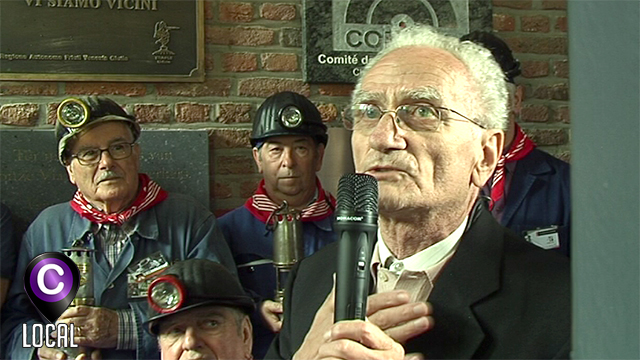 Pose d'une plaque commémorative au Bois du Cazier