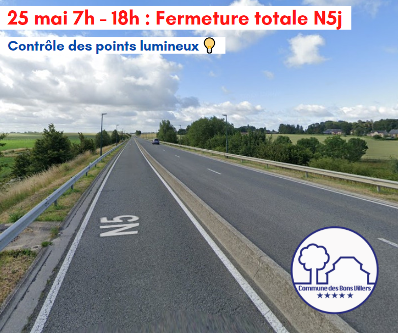 Les Bons-Villers : fermeture du contournement de la N5 ce mardi 