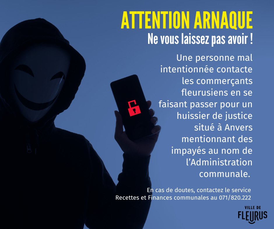 Fleurus: Attention, une nouvelle arnaque circule ! 