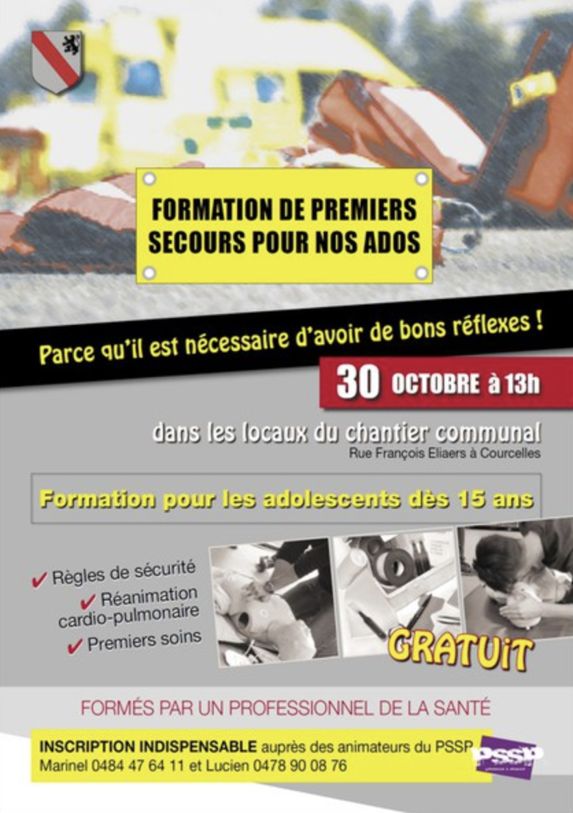 Courcelles: formation gratuite pour les premiers secours 