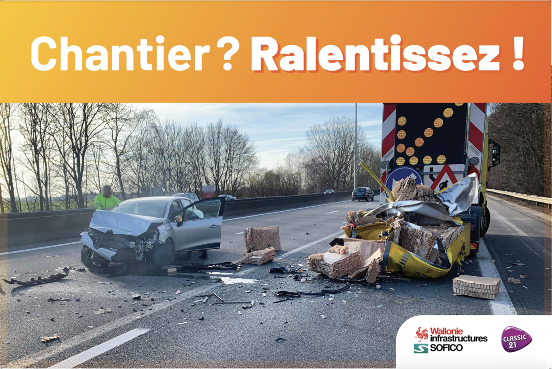 Des photos d'accidents pour sensibiliser à la vitesse élevée près des chantiers