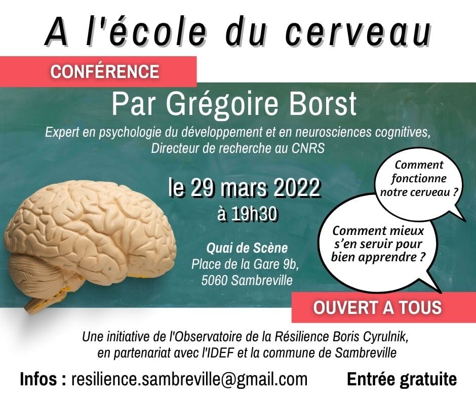 « A l’école du cerveau », une conférence de l’Observatoire de la Résilience Boris Cyrulnick à Sambreville.