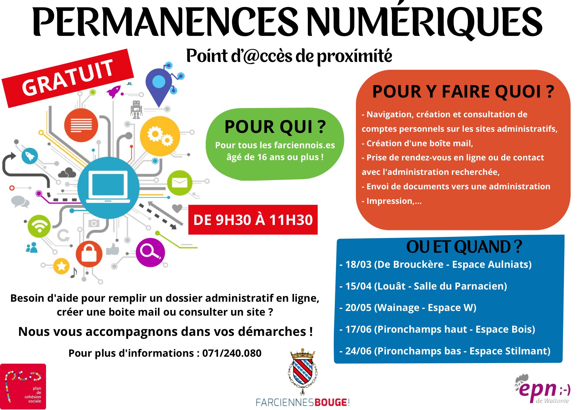 Nouvelles permanences numériques à Farciennes