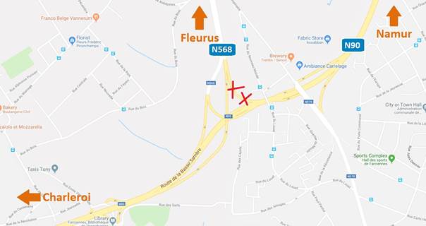 N90 – Farciennes: Extension de la zone de chantier vers Charleroi