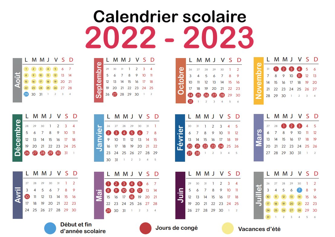 Nouveau calendrier scolaire