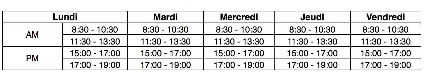 horaires