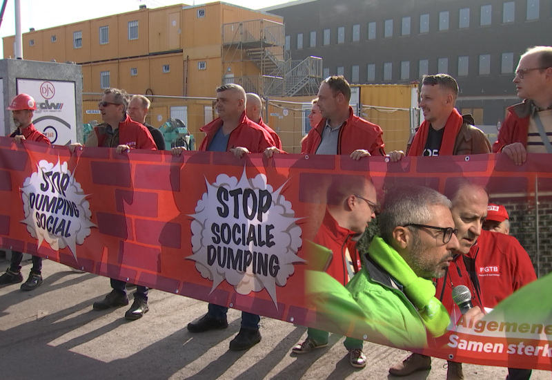 Journée d'action contre le dumping social : les syndicats sur le chantier du GHdC 