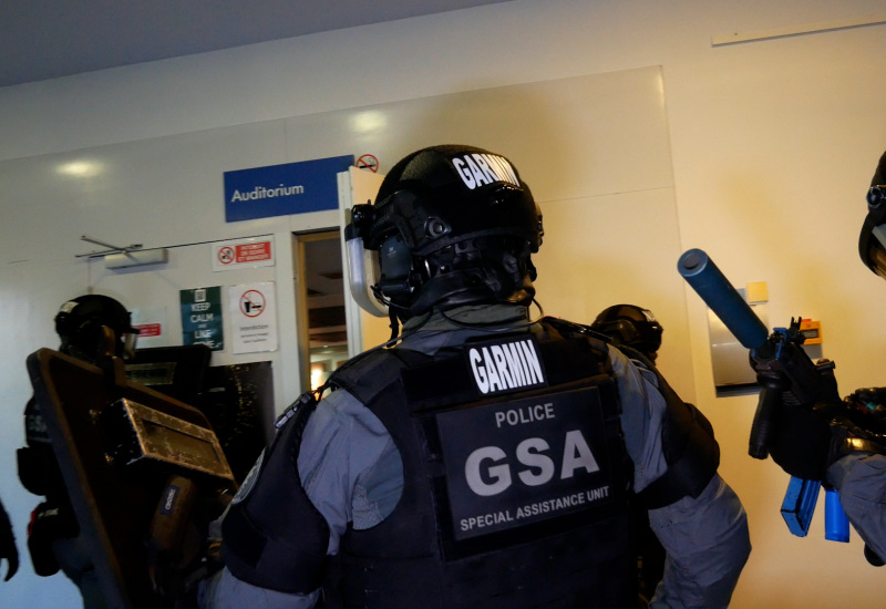 Intervention du Groupe Spécial d'Appui (GSA) de la Police de Charleroi, lors d'une simulation d'une prise d'otage