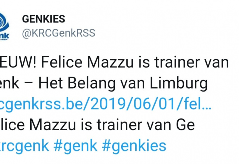 D'après "Het Belang van Limburg", Felice Mazzù est le nouvel entraîneur de Genk