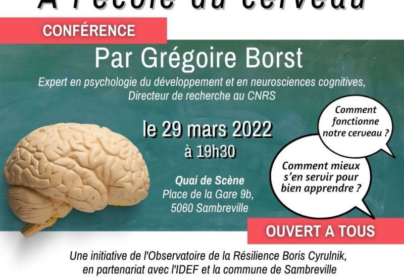 « A l’école du cerveau », une conférence de l’Observatoire de la Résilience Boris Cyrulnick à Sambreville.