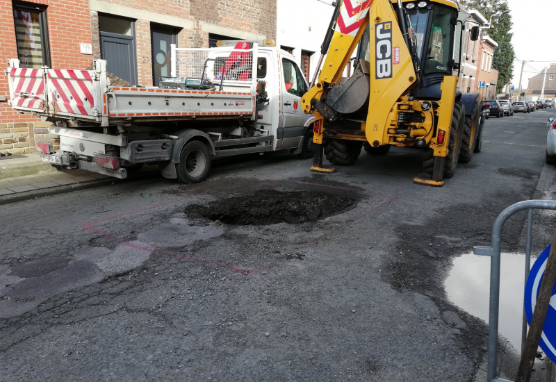 Effondrement de la voirie à Châtelineau