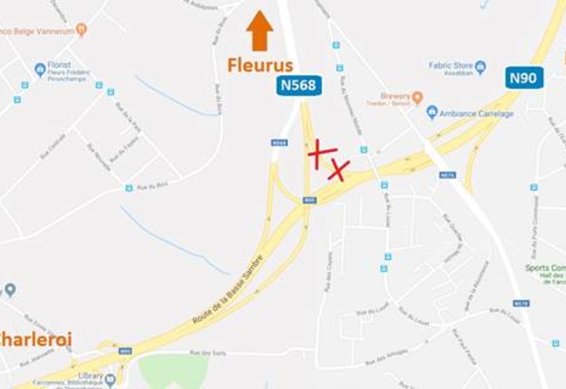 N90 – Farciennes: Extension de la zone de chantier vers Charleroi