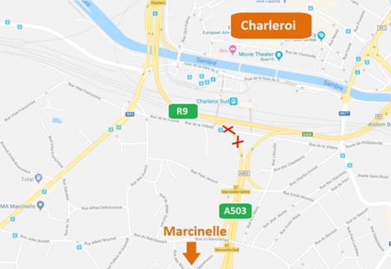 Charleroi: fermeture de la sortie du R9 vers l’A503 ce week-end 