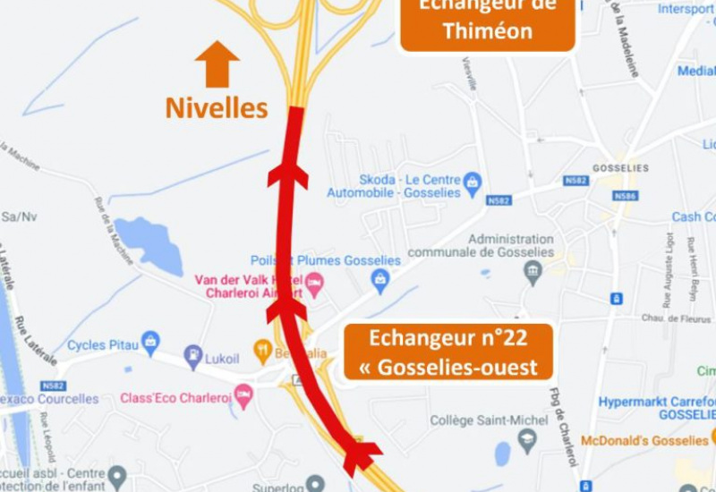 Pont-à-Celles : Les travaux de revêtement E420/A54 avancent